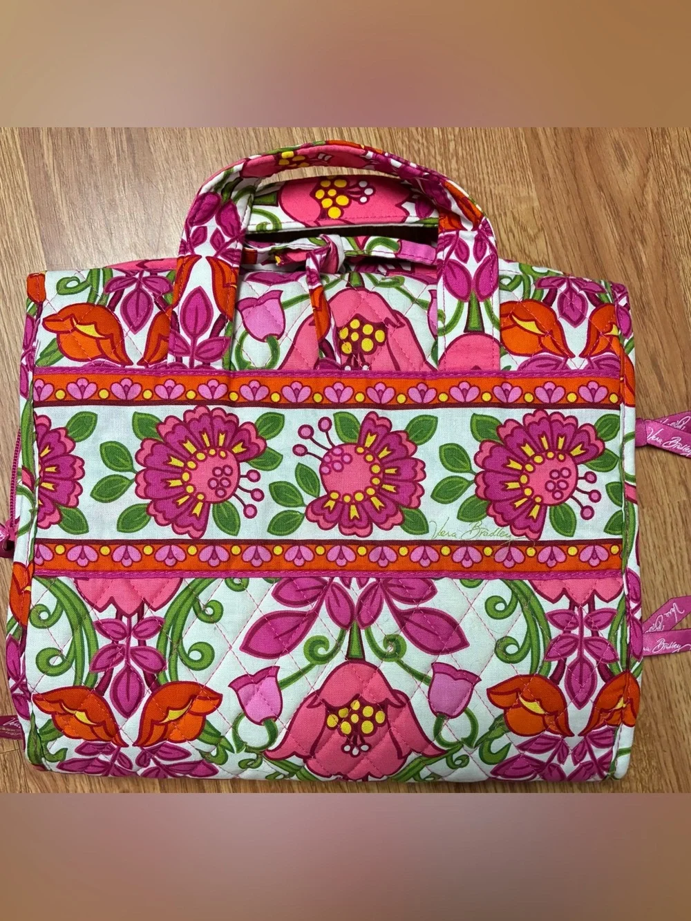 Vera Bradley Tutti Frutti Hanging Travel Organizer Cosmetic Bag Pink Floral